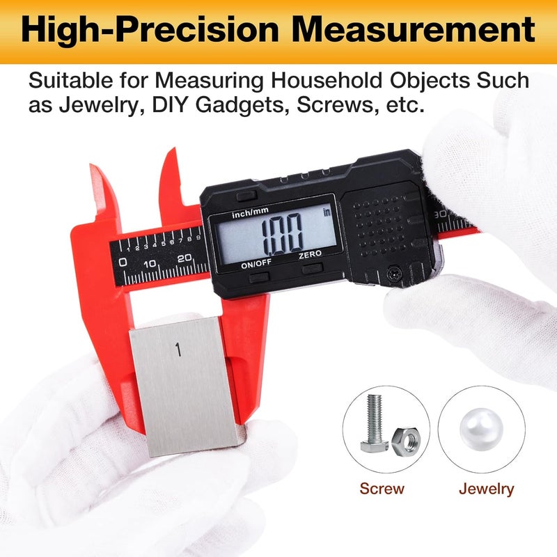 UNIPEC 6" Digital Caliper – Measuring Tool with LCD Display, Inch/MM Conversion, Auto-Off, Accurate ABS Body Electronic Caliper for DIY, Woodworking, Metal & Crafts - Image 4
